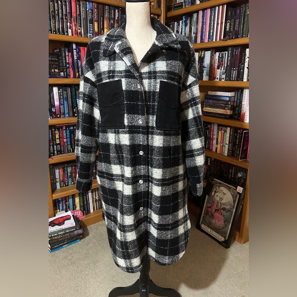 Zara Monochrome Checkered Coat